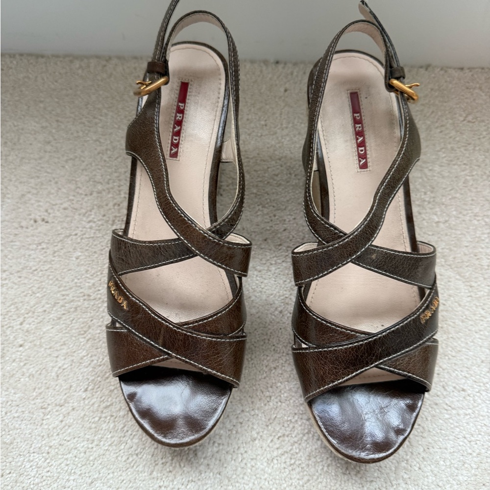 Prada Women's Dark Brown Strappy Sandals